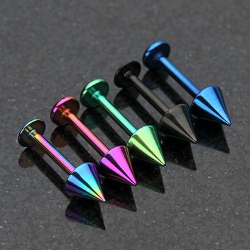 Detail View 1 of Colorline PVD Basic Steel Spike Labret-Black